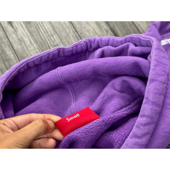Supreme Hooded Violet Text Stripe Sweatshirt Size Small Resellin for $390-590 - Picture 9 of 9